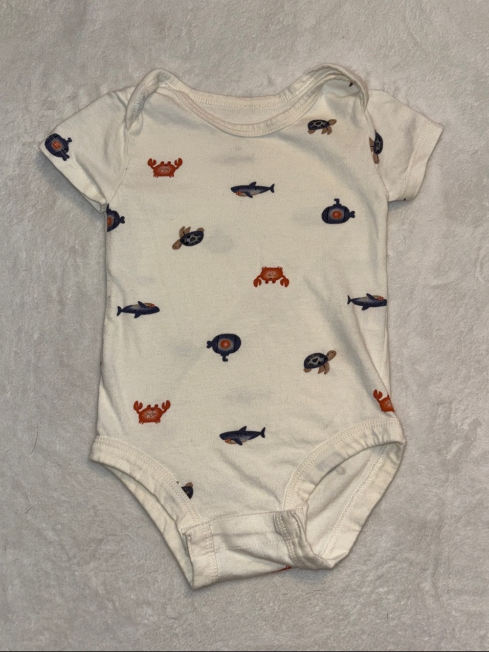 (3 for $10) PEKKLE Cream Nautical sea Animal Print Baby One-Piece gender neutral